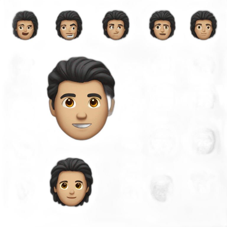 White man black hair combed left emoji