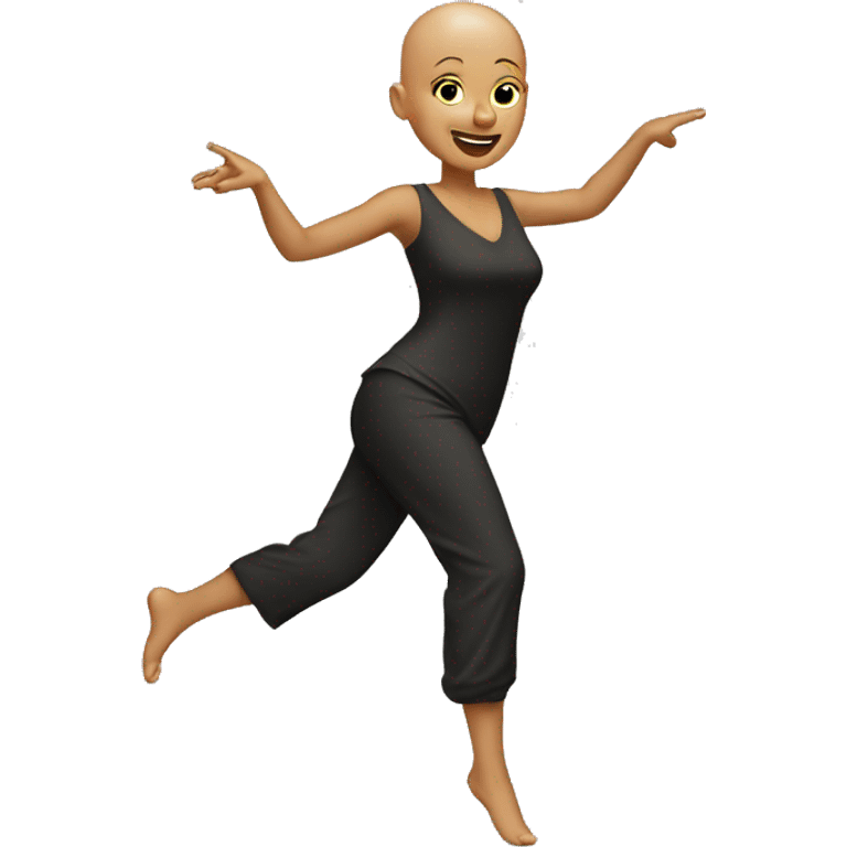 Tan bald woman dancing emoji