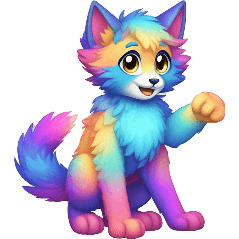 Colorful gradient-Sparkle-nebula-fursona anthropomorphic furry full body emoji