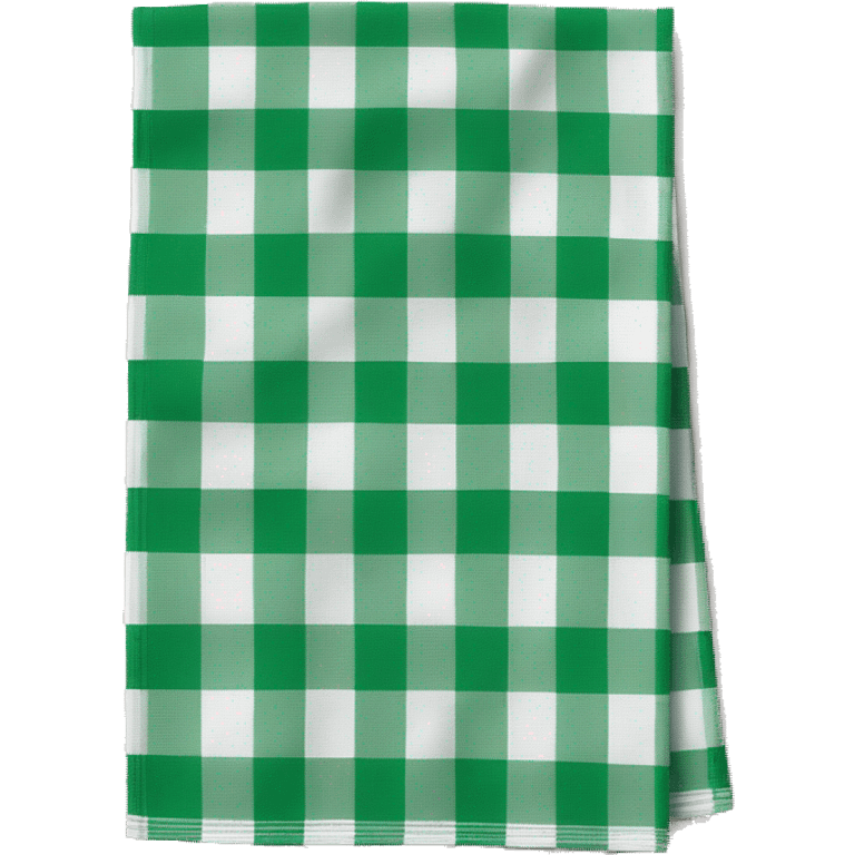 Realistic green,and white plaid flat kitchen towel. emoji