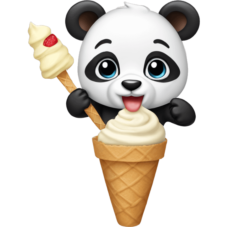 Panda eating ice cream emoji