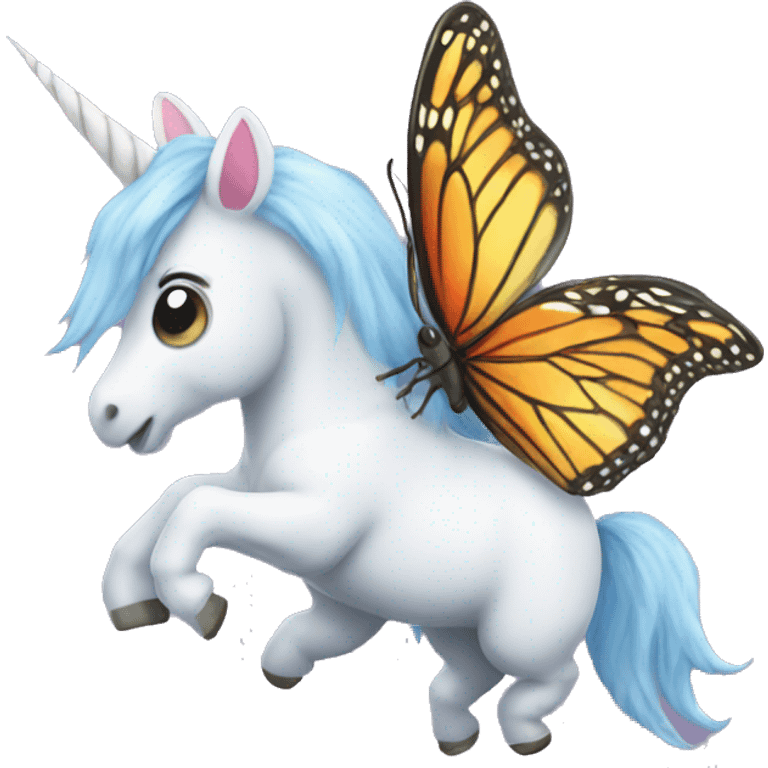 Unicorn flying a butterfly emoji