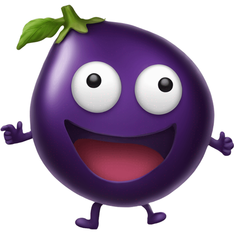 Happy emoji with a eggplant  emoji