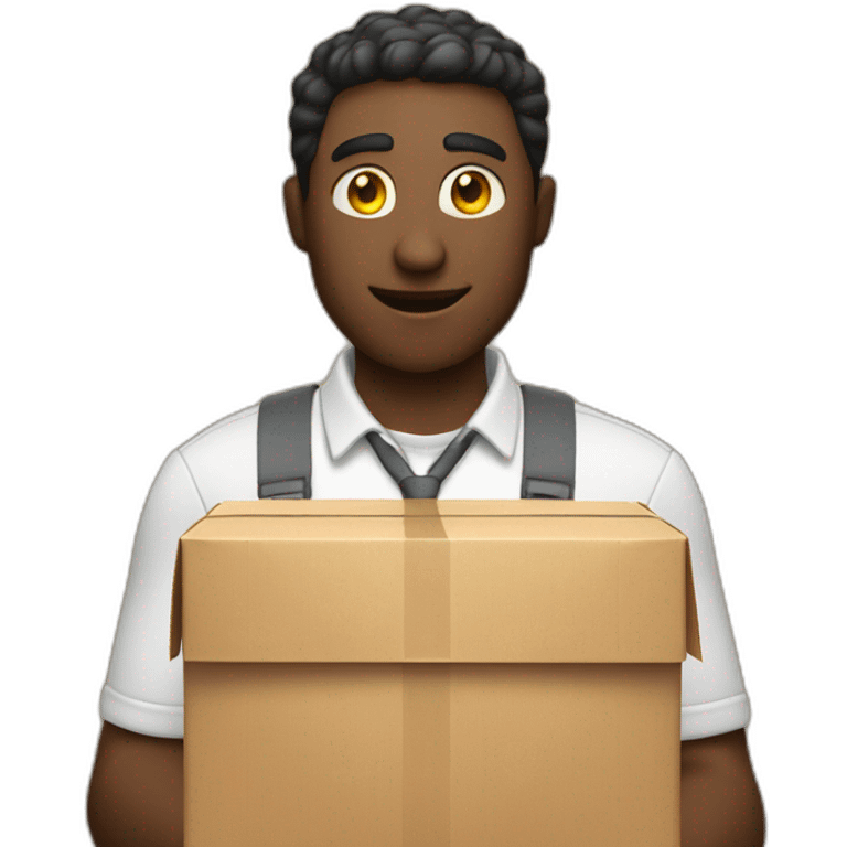 A man giving a package with the word attention written on it emoji