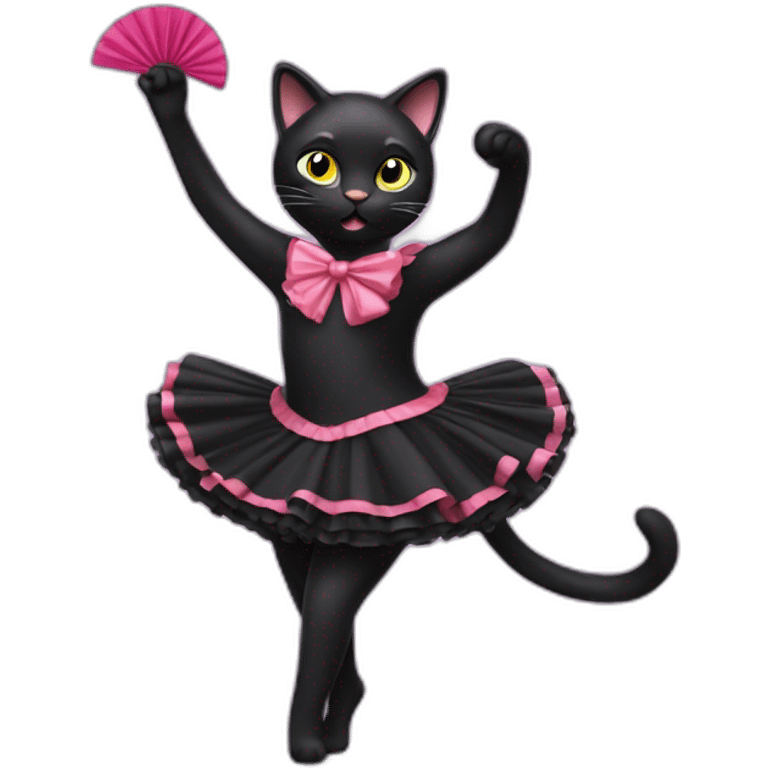 Black cat dancing cancan emoji