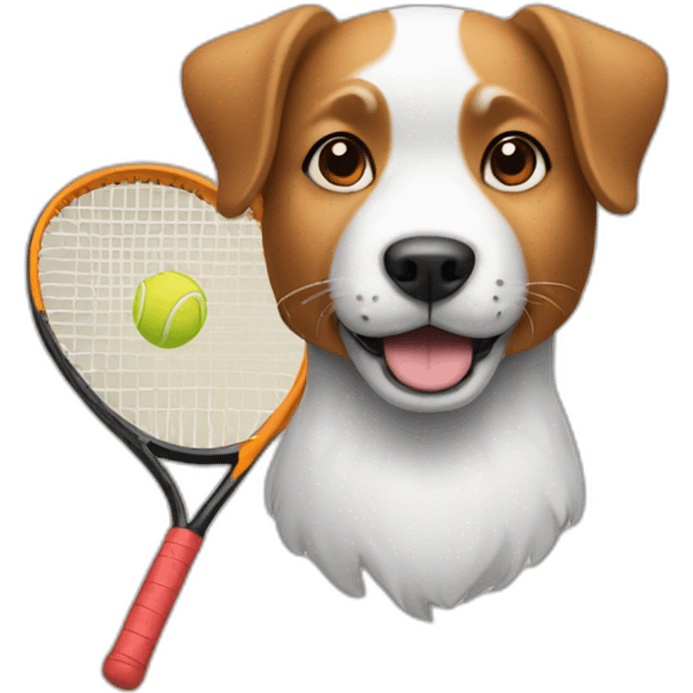 Dog with tennis racket in his paw emoji