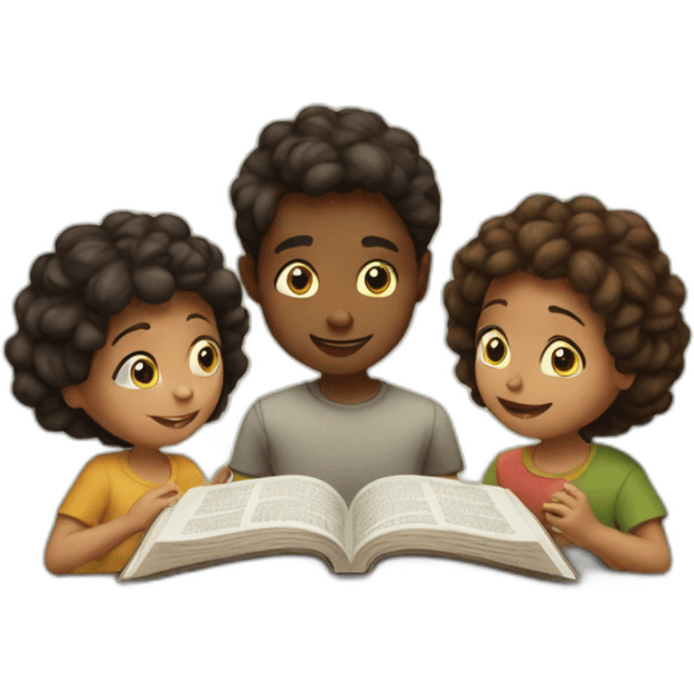 4 kids reading the bible\ emoji