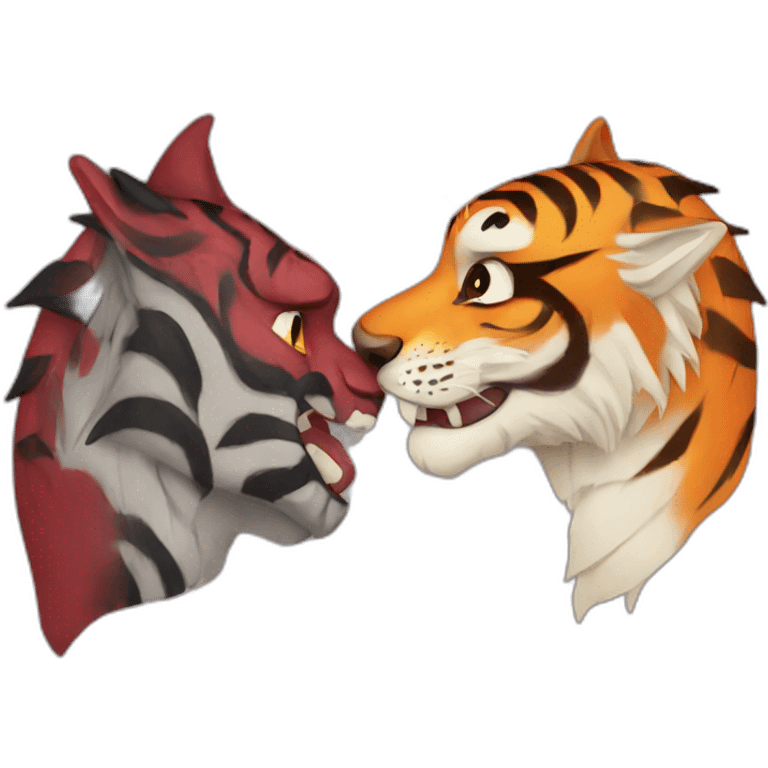 Tiger and dragon kiss emoji