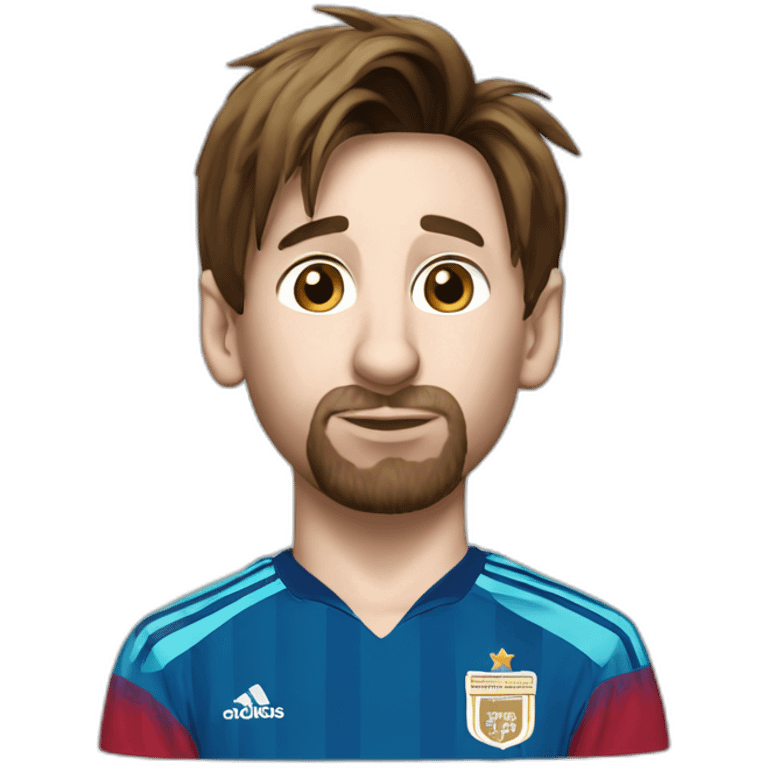 Lionel messi with medal around his neck kissing the world cup emoji