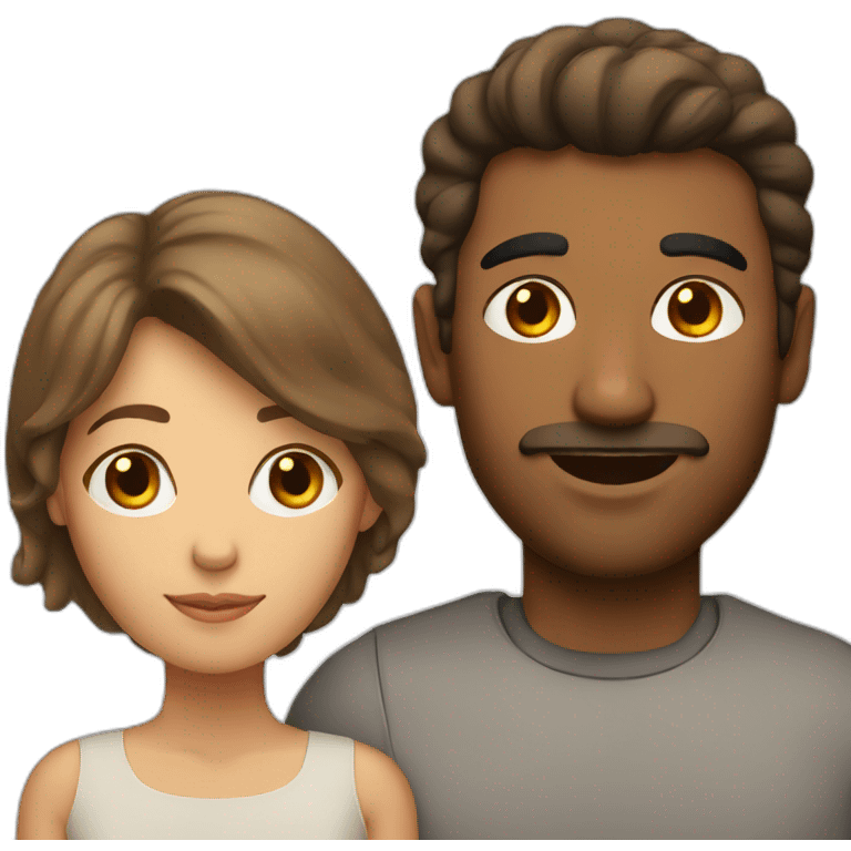 Brown man and white brown hair woman emoji