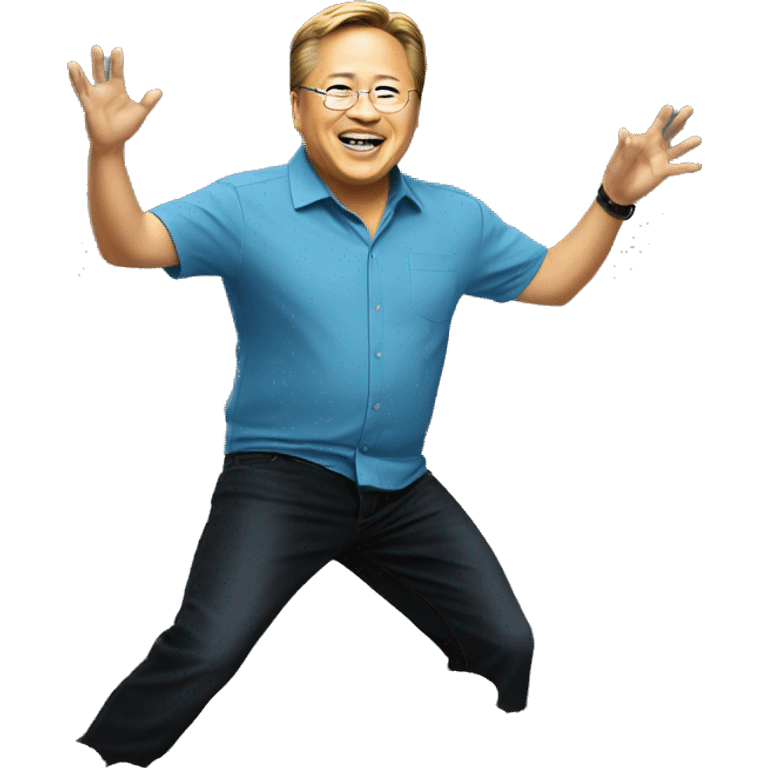 Jensen Huang dancing with chips emoji