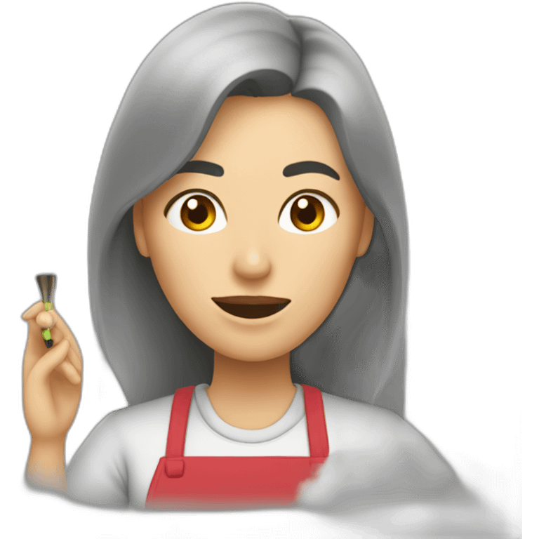 Mujer haciendo trucos von humo emoji