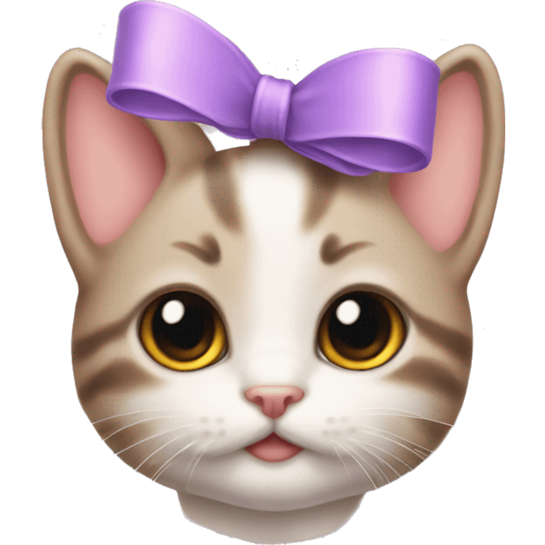 cute kitten a bow on its head emoji