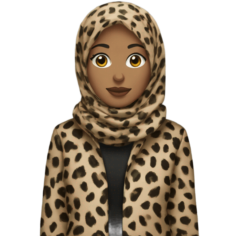 hijab in leopard coat emoji