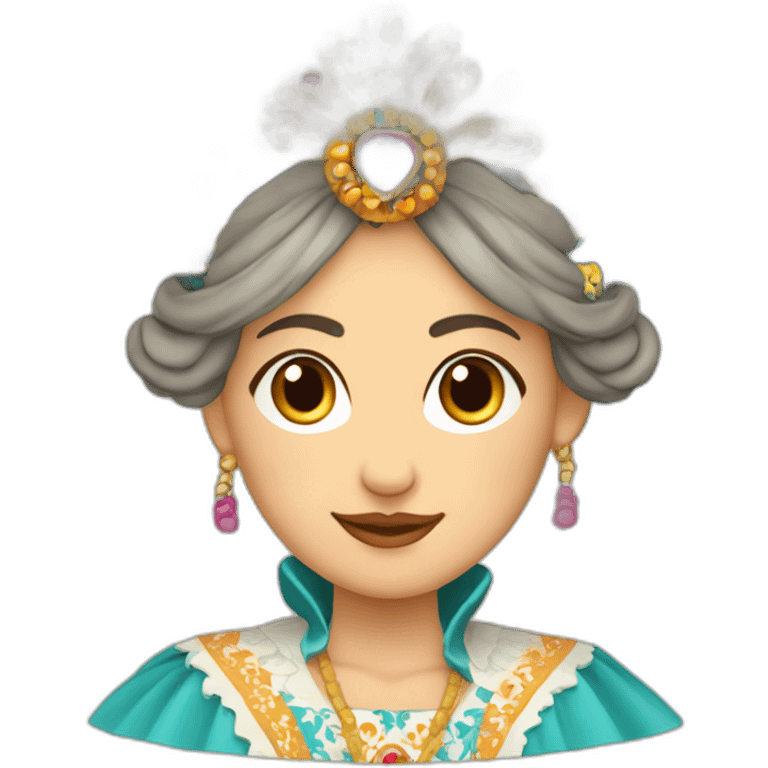 Woman in traditional Valencian dress from Valencia Spain with elaborate headdress, fallera emoji