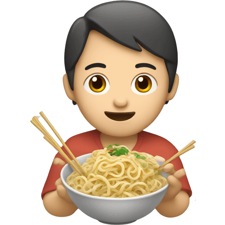 Asian eating noodles emoji