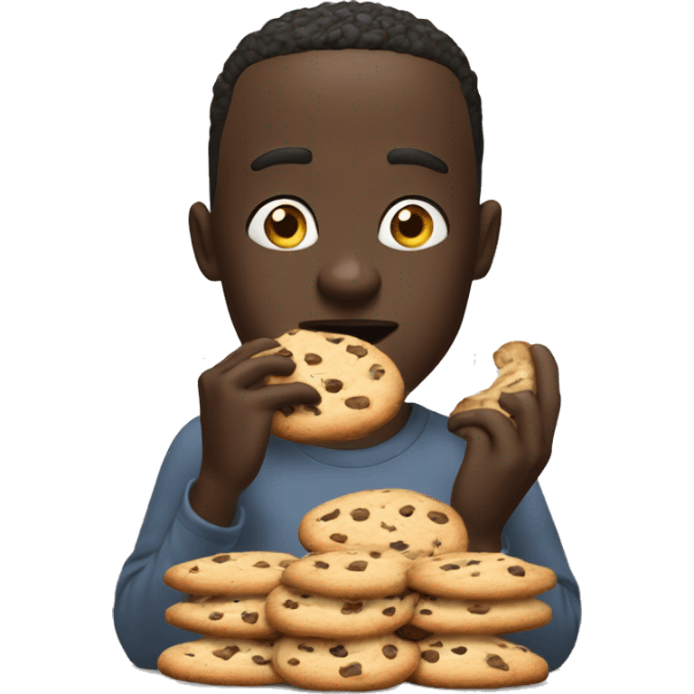 White person devouring large stack of cookies￼ emoji