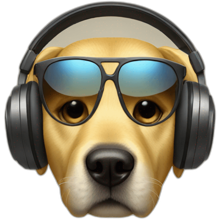 golden dog with headphones and sunglasses emoji