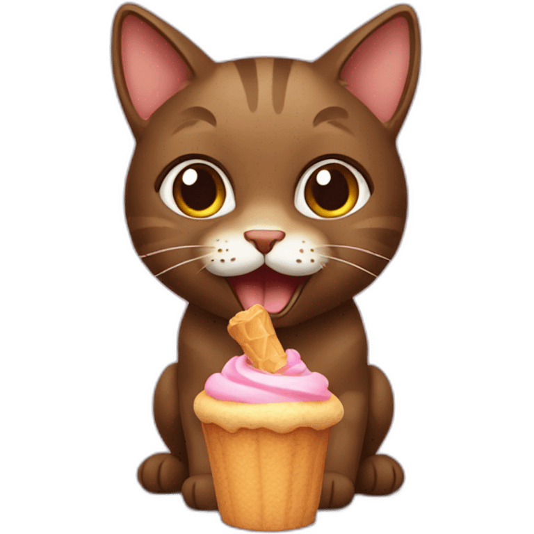 sweet brown cat eating a treat emoji