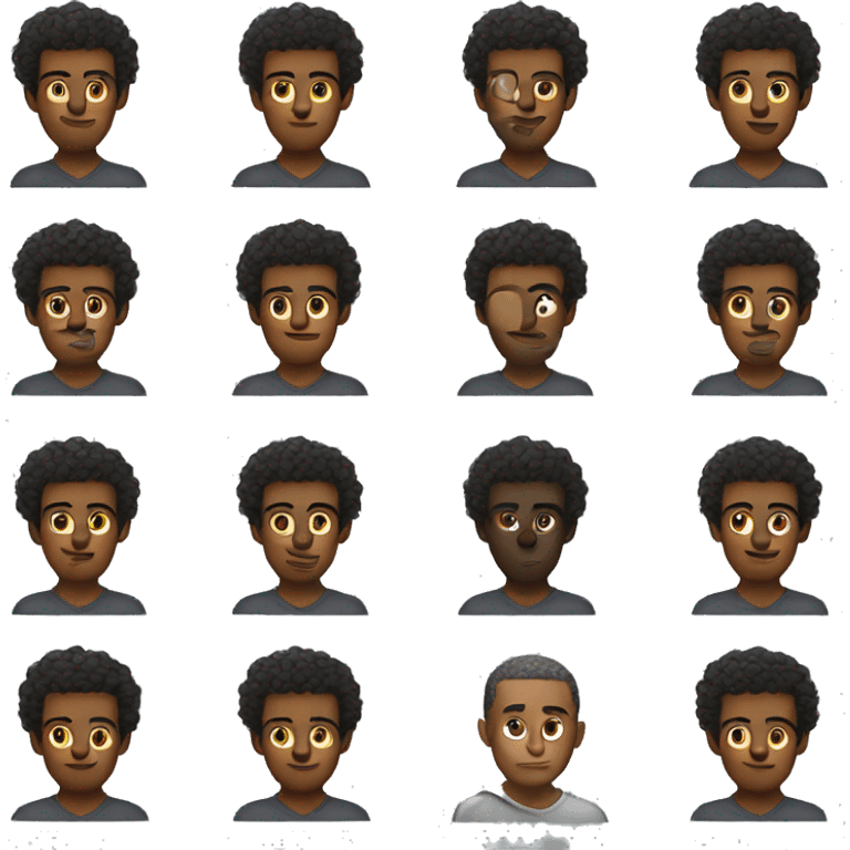 black guy with fade cut curly hair with big nose emoji