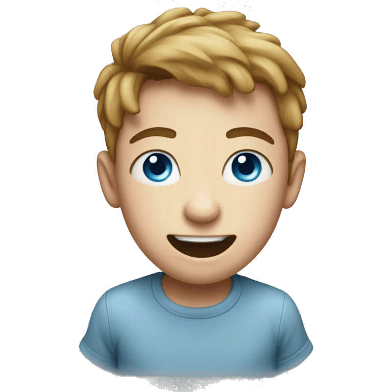 Boy with blue eyes farting emoji