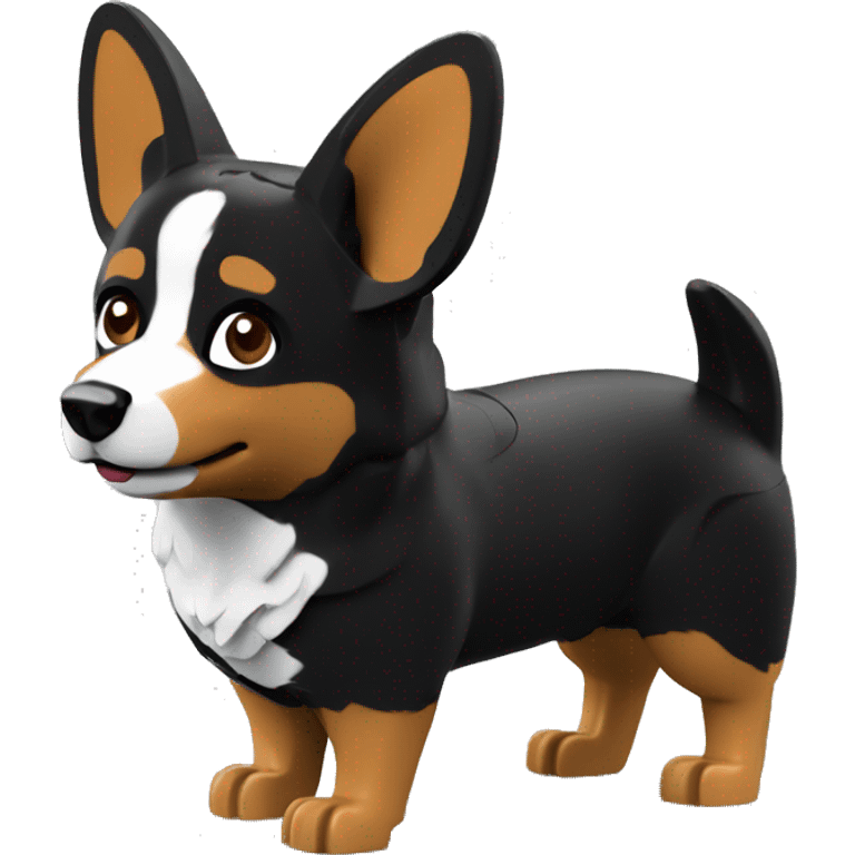 Lego minifigure black corgi emoji