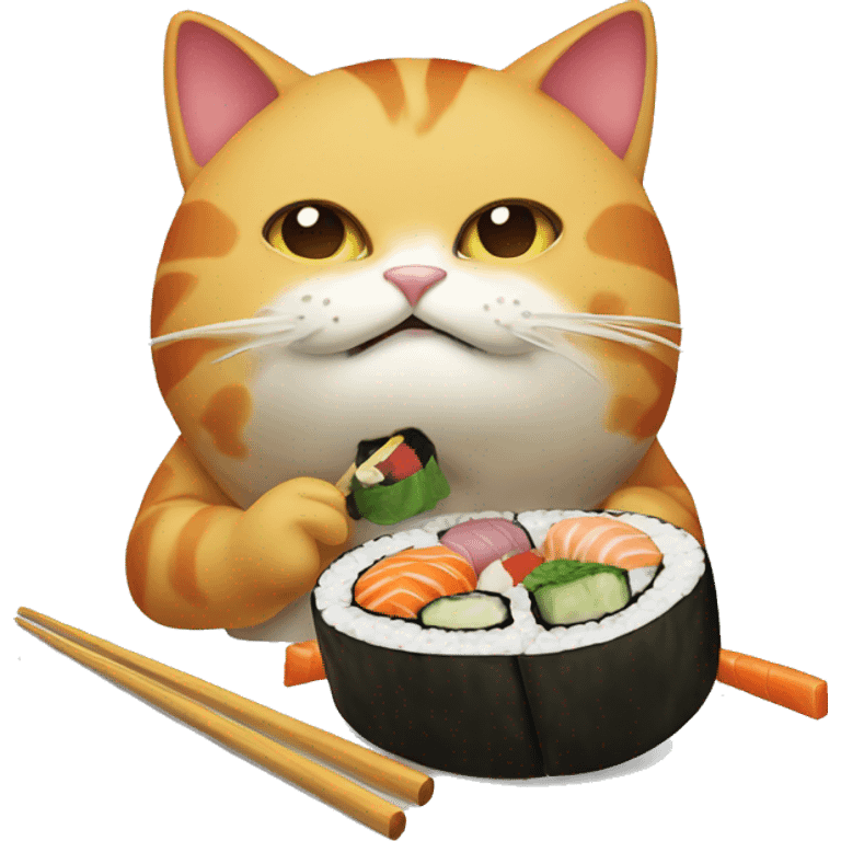 Cat eating sushi emoji