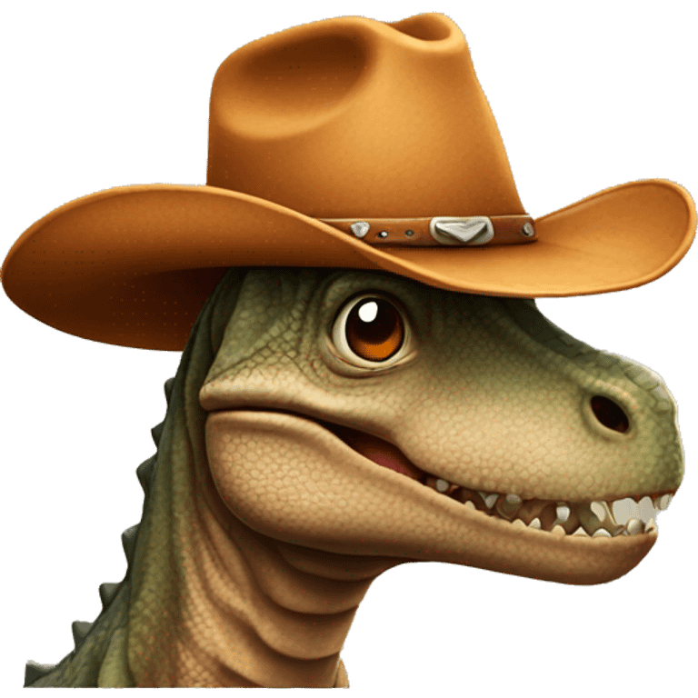 Dino wearing a cowboy hat emoji