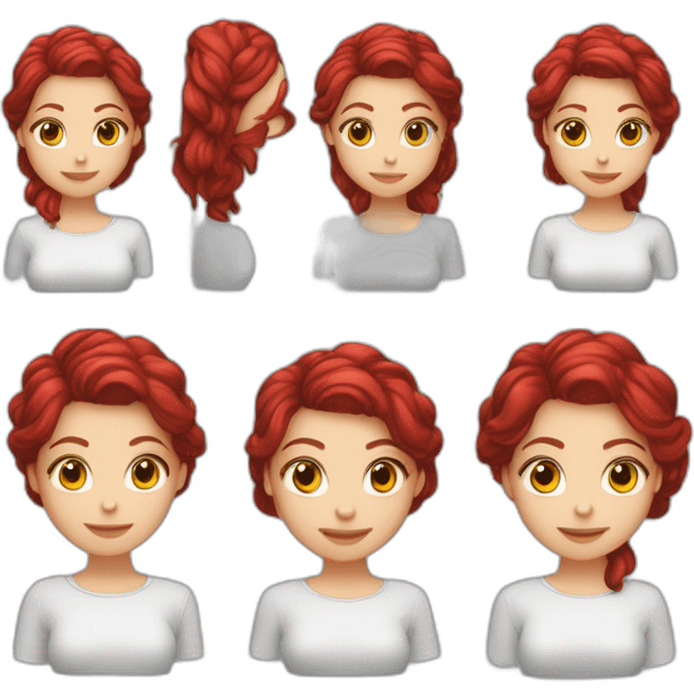 Menina caucasiana de cabelo vermelho longo liso piscando emoji