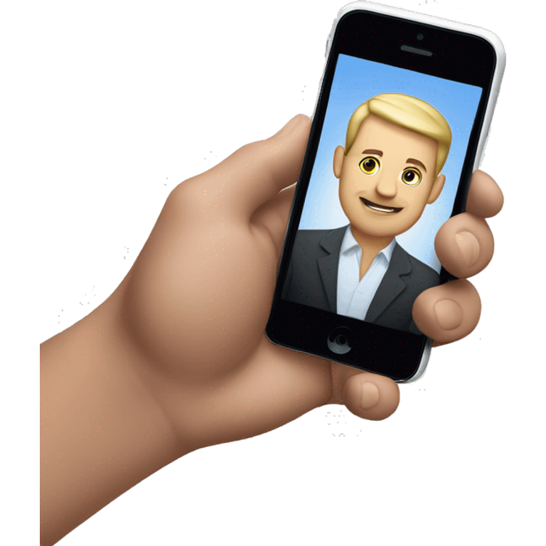 iPhone in a white man's hand emoji