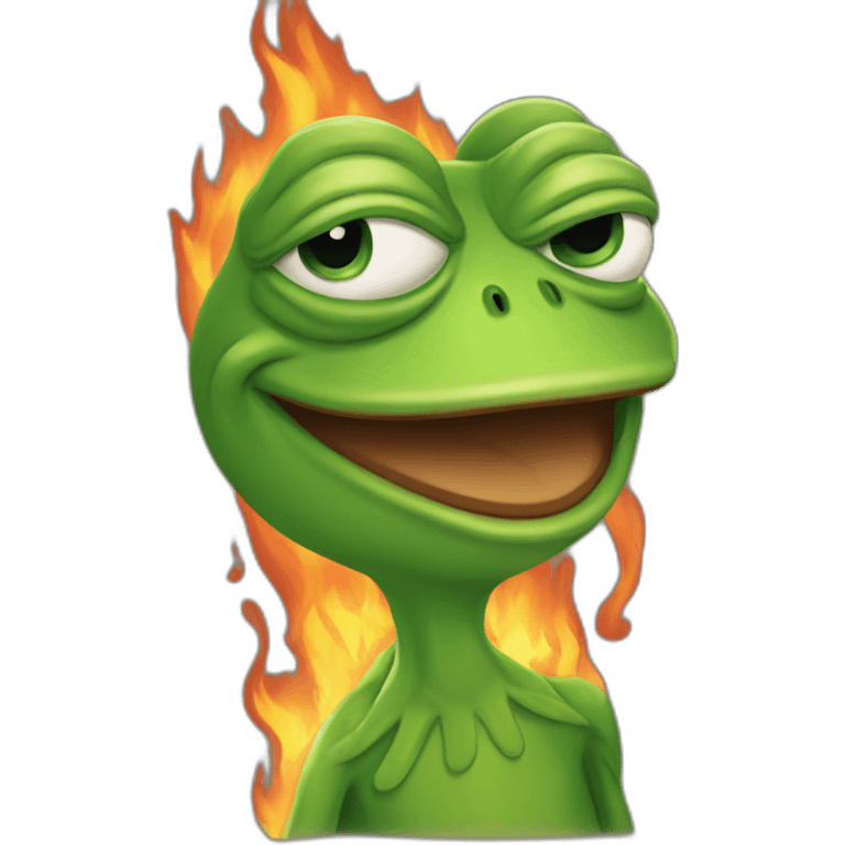 pepe the frog with fire emoji