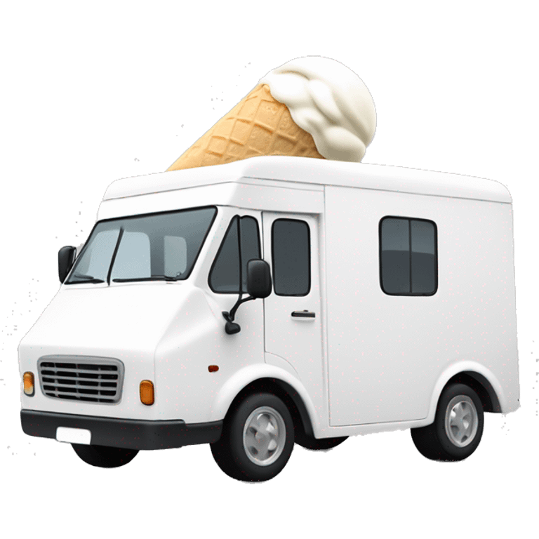 minimalistic white ice-cream van, profile view emoji