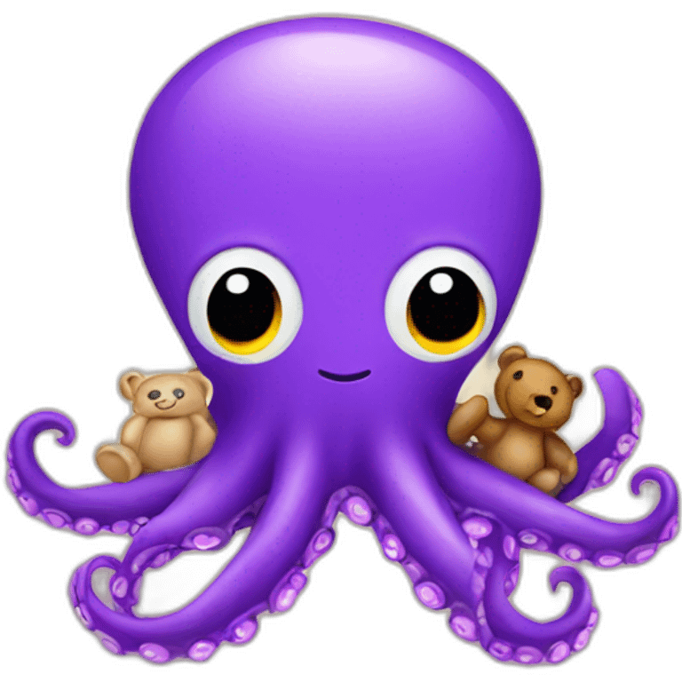 purple octopus with teddy bear emoji