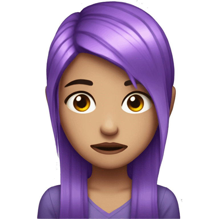 one girl with purple crystal hair sad and tears crying unhappy emoji