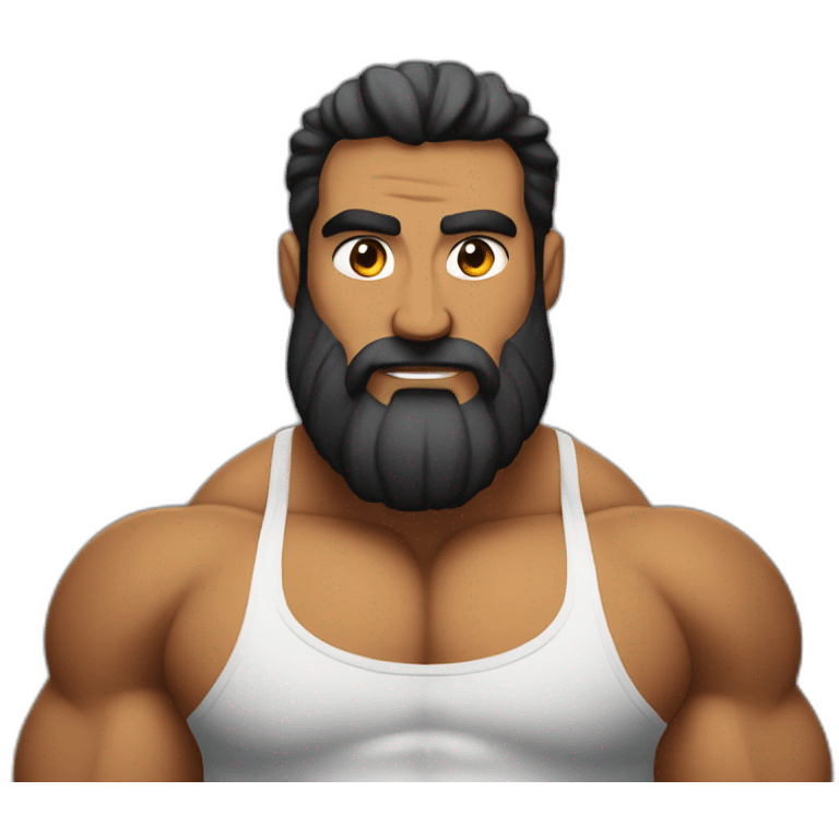 Bodybuilder pelo castaño no barba emoji