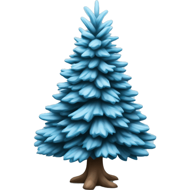 Realistic single isolated light blue fir christmas tree. emoji