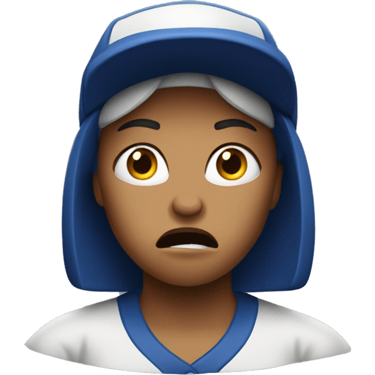 Woman angry while watching baseball emoji