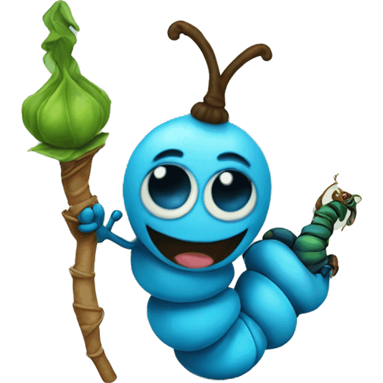 Blue caterpillar with hooka  emoji