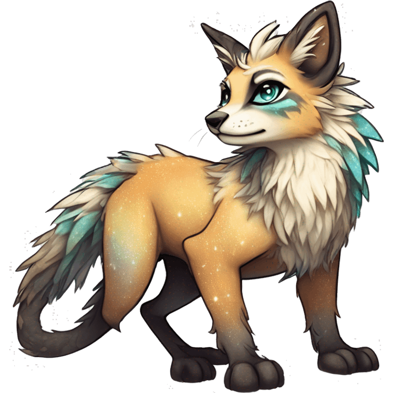 Cool cute Kawaii edgy fantasy animal sparkle fursona Fionbri creature by griffsnuff & LiLaiRa & Falvie full body emoji