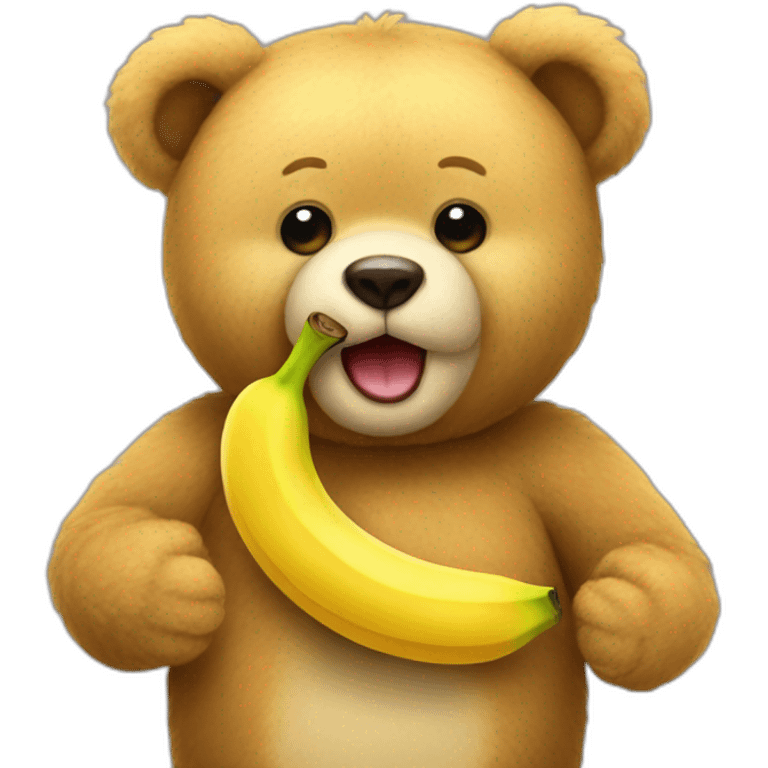 a teddy bear wearing a banana emoji