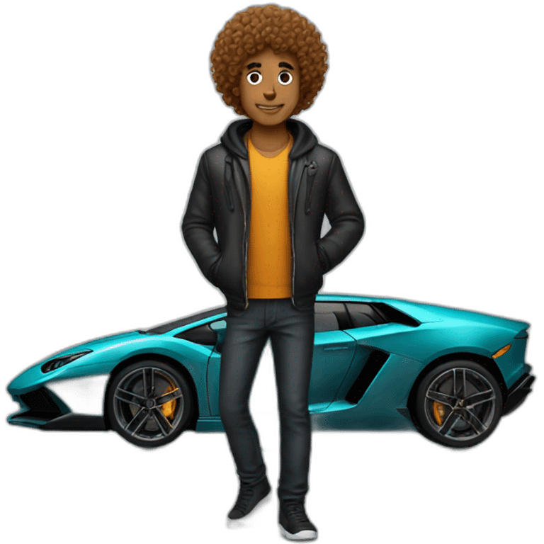 Curly Guy on Lamborghini  emoji