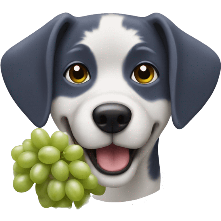 A dog eating grapes emoji