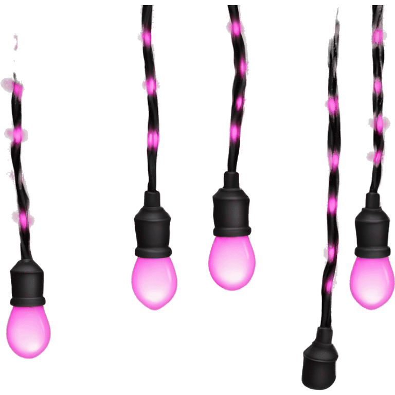 Realistic isolated black and pink glowing string of christmas lights. emoji