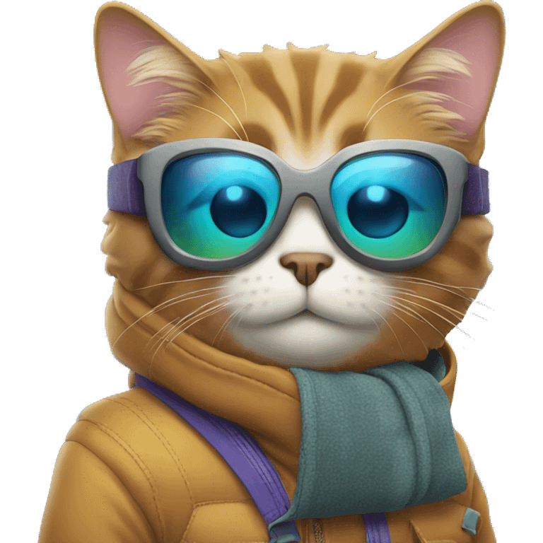 Cat in snowboarding glasses emoji