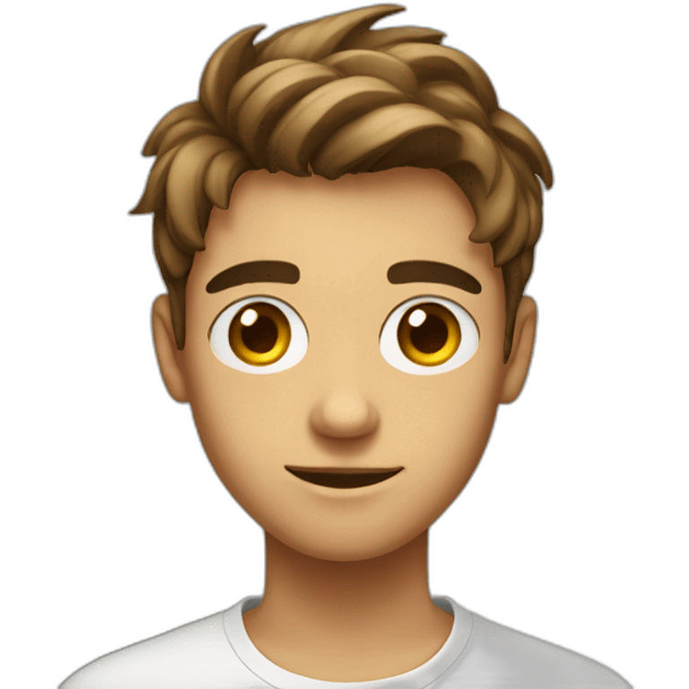 Young man with social media icon in bis eyes emoji