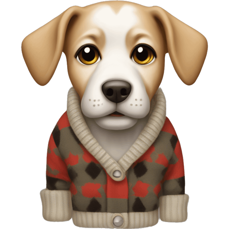 dog in cardigan sweater checkered emoji