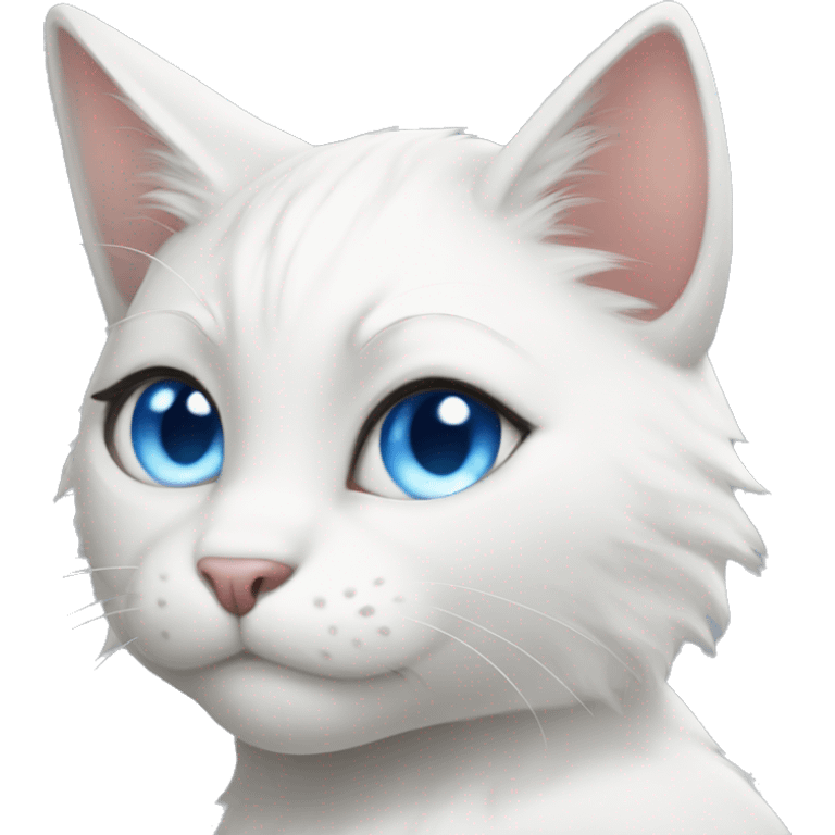 White cat blue eyes spanish anthro furry emoji