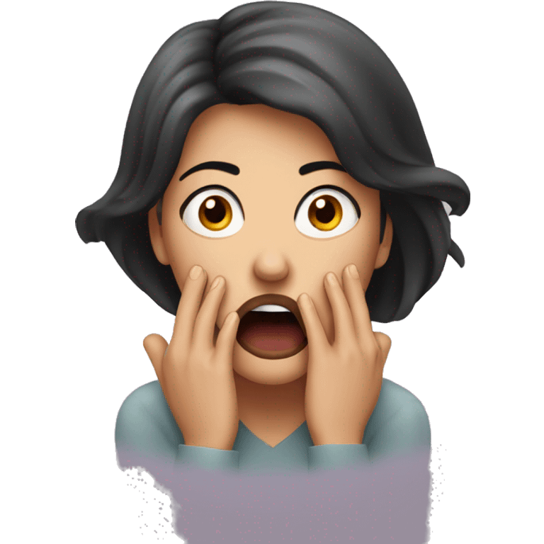 woman scared hand on mouth terrifie emoji