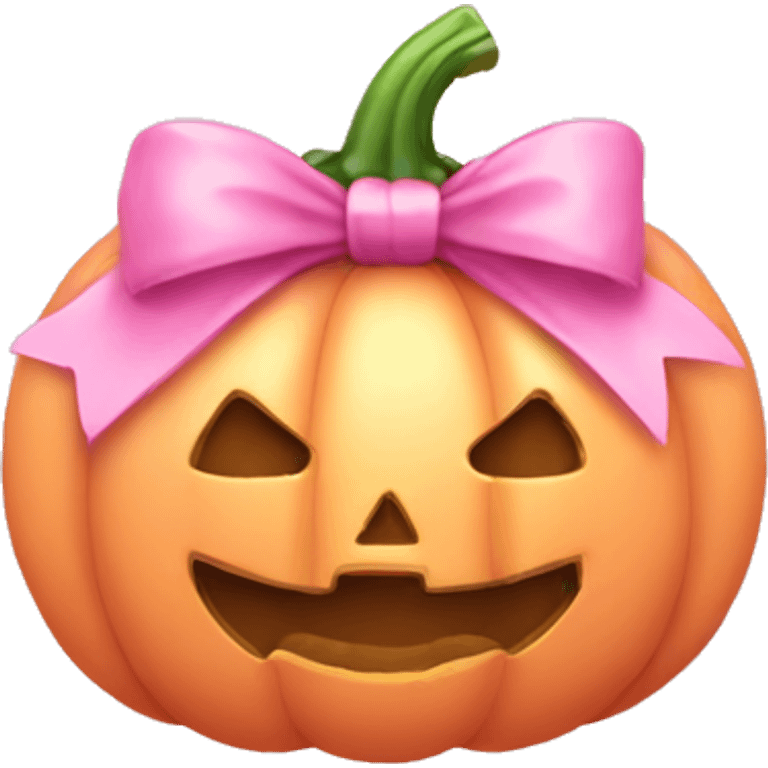 Light pink soft Pumpkin with a pink bow emoji