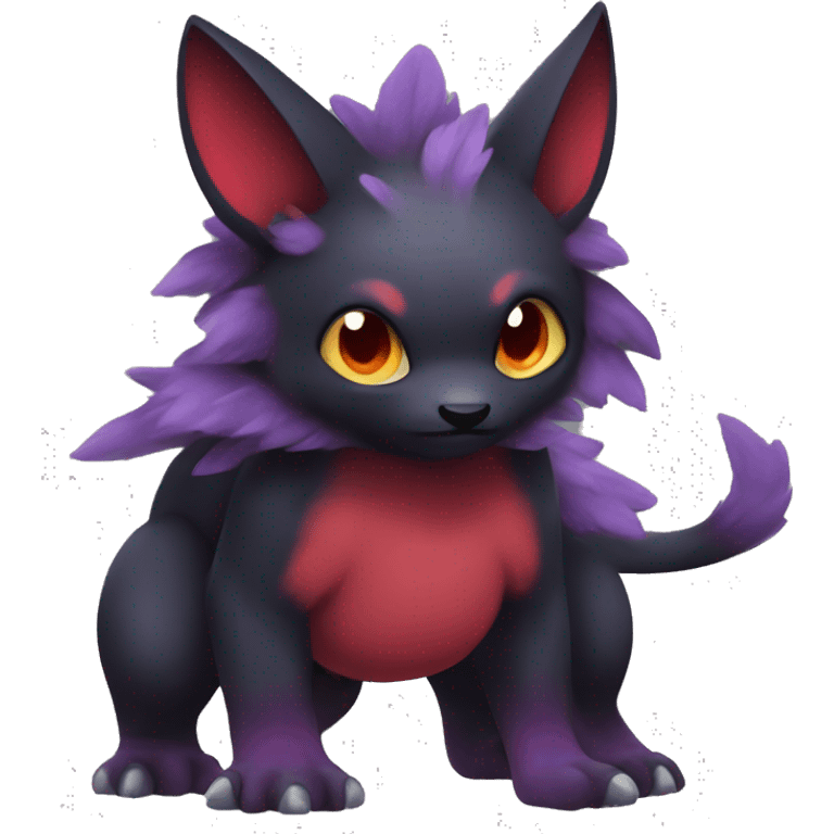 Cute cool dark black red purple animal hybrid Fakemon full body emoji